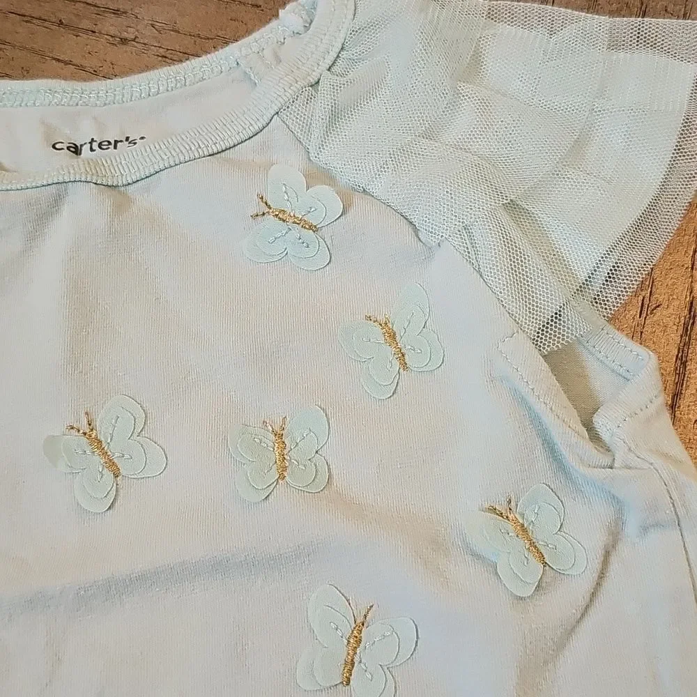 Light Blue Kids Top with Butterfly Design 3T